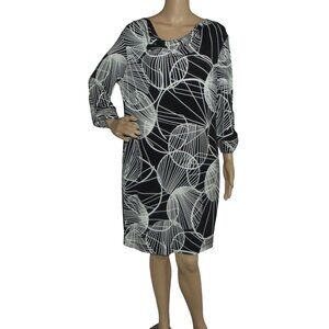 Banana Republic Dress Womens Size Medium Shift Black & White Abstract Print